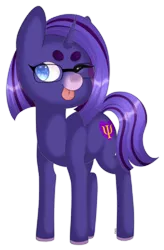 Size: 2100x3200 | Tagged: safe, artist:veincchi, derpibooru import, oc, oc:empathy, unofficial characters only, unicorn, commission, fullbody, glasses, shading, simple background, solo, tongue out, transparent background