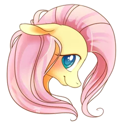 Size: 400x400 | Tagged: safe, artist:tiitcha, derpibooru import, fluttershy, pony, bust, cute, female, looking at you, mare, shyabetes, simple background, solo, transparent background