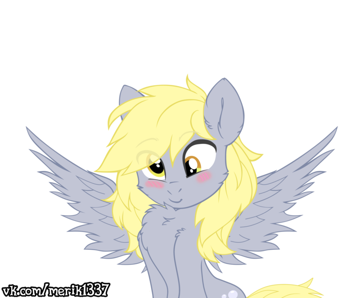 Size: 6000x5000 | Tagged: safe, artist:merik1337, derpibooru import, derpy hooves, pegasus, pony, absurd resolution, blushing, chest fluff, cute, derp, derpabetes, female, fluffy, mare, simple background, solo, spread wings, transparent background, vector