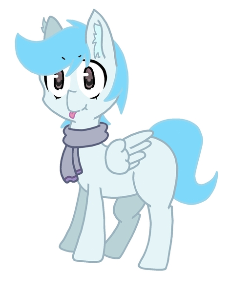Size: 1381x1760 | Tagged: safe, artist:thundercrash, derpibooru import, oc, unofficial characters only, pegasus, pony, :p, clothes, male, scarf, silly, simple background, solo, stallion, tongue out, white background