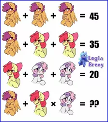 Size: 720x806 | Tagged: apple bloom, artist:whitepone, cutie mark crusaders, derpibooru import, math, safe, scootaloo, sweetie belle