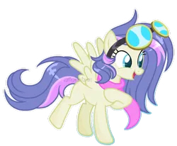 Size: 1024x844 | Tagged: safe, artist:sapiira, derpibooru import, oc, unofficial characters only, pegasus, pony, female, goggles, mare, offspring, parent:clear skies, parent:sunshower, simple background, solo, transparent background