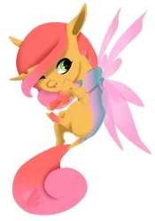 Size: 1024x1461 | Tagged: safe, artist:oneiria-fylakas, derpibooru import, oc, oc:tina, unofficial characters only, changedling, changeling, chibi, female, simple background, solo, transparent background