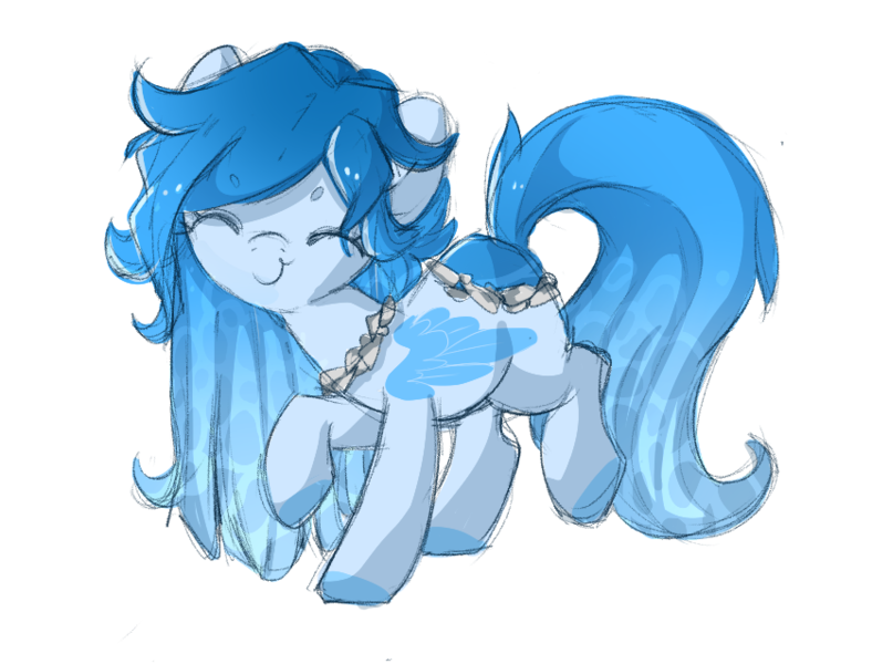 Size: 838x638 | Tagged: safe, artist:xsidera, derpibooru import, oc, unofficial characters only, original species, pond pony, eyes closed, female, simple background, smiling, solo, transparent background, wings