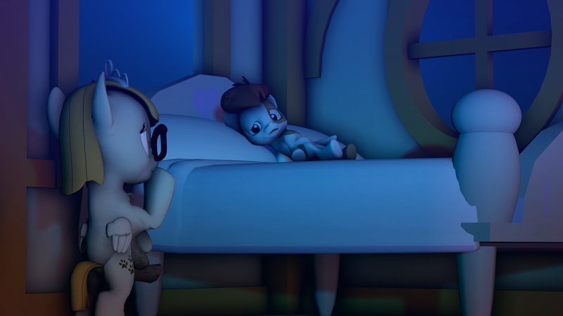 Size: 3840x2160 | Tagged: 3d, artist:viranimation, cute, derpibooru import, female, hoof in mouth, male, night, pipsqueak, safe, shipping, source filmmaker, straight, teddy bear, zippoorsqueak, zippoorwhill