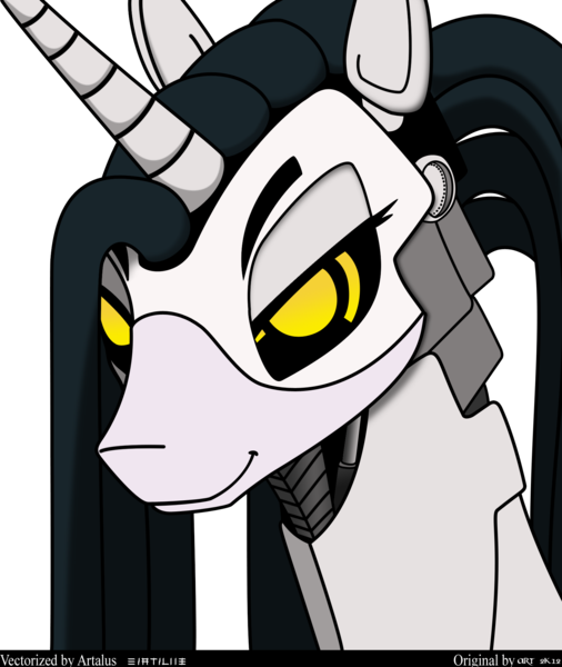 Size: 1662x1970 | Tagged: safe, artist:art.molados, artist:artalus, derpibooru import, oc, oc:molados, unofficial characters only, pony, robot, robot pony, bedroom eyes, bust, female, mare, portrait, simple background, smiling, solo, transparent background, vector