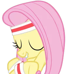 Size: 1500x1596 | Tagged: artist:rivalcat, cute, derpibooru import, fluttershy, forelegs crossed, headband, hurricane fluttershy, lip bite, safe, simple background, solo, sweatband, transparent background, vector, workout outfit