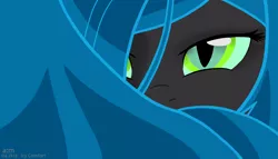 Size: 3500x2000 | Tagged: artist:art.molados, changeling, changeling queen, derpibooru import, female, hiding behind mane, looking at you, queen chrysalis, safe, solo