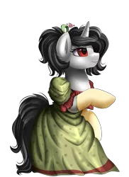 Size: 2550x3509 | Tagged: safe, artist:pridark, derpibooru import, oc, oc:tiana, unofficial characters only, pony, unicorn, clothes, dress, female, mare, red eyes, simple background, solo, transparent background, ych result