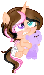 Size: 624x1056 | Tagged: safe, artist:angelamusic13, derpibooru import, oc, oc:sweet ice cream, alicorn, pony, baby, baby pony, base used, female, filly, heterochromia, simple background, solo, teddy bear, transparent background, two toned wings