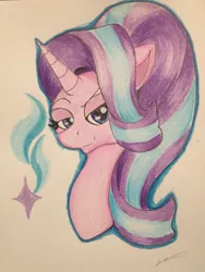 Size: 1024x1365 | Tagged: safe, artist:luxiwind, derpibooru import, starlight glimmer, pony, bust, portrait, solo, traditional art