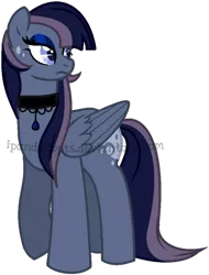 Size: 586x770 | Tagged: safe, artist:ipandadopts, derpibooru import, oc, unofficial characters only, pegasus, pony, base used, choker, eyeshadow, female, magical lesbian spawn, makeup, mare, offspring, parent:inky rose, parent:princess luna, parents:lunarose, simple background, solo, transparent background, watermark