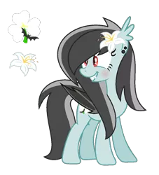 Size: 1000x1100 | Tagged: safe, artist:darbypop1, derpibooru import, oc, oc:lily bats, bat pony, pony, base used, female, flower, flower in hair, mare, simple background, solo, transparent background