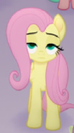 Size: 306x551 | Tagged: safe, derpibooru import, screencap, fluttershy, pony, my little pony: the movie, background pony, cropped, fluttershy is not amused, solo, unamused