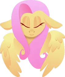 Size: 1024x1203 | Tagged: safe, artist:simonk0, derpibooru import, fluttershy, pegasus, pony, bust, eyes closed, female, floppy ears, full face view, mare, portrait, simple background, solo, spread wings, transparent background, wings