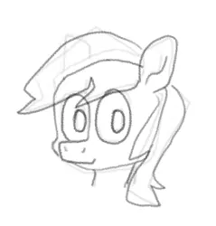 Size: 334x349 | Tagged: safe, artist:ayellowhorse, derpibooru import, pony, ambiguous gender, bust, generic pony, looking at you, monochrome, simple background, sketch, solo, white background