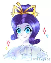 Size: 1037x1271 | Tagged: safe, artist:whiskyice, derpibooru import, rarity, equestria girls, alternate hairstyle, clothes, female, simple background, smiling, solo