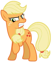 Size: 4854x5871 | Tagged: safe, artist:estories, derpibooru import, applejack, pony, absurd resolution, angry, hatless, missing accessory, simple background, solo, transparent background, vector