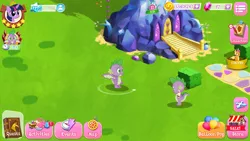 Size: 1136x640 | Tagged: alicorn, congratulations, derpibooru import, dragon, gameloft, gameloft shenanigans, game screencap, gem, paradox, safe, self dragondox, smolder, spike, twilight sparkle, twilight sparkle (alicorn), winged spike