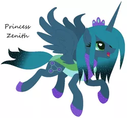 Size: 800x742 | Tagged: alicorn, artist:razorbladetheunicron, base used, changedling, changeling, changepony, crown, derpibooru import, female, gradient mane, hybrid, interspecies offspring, jewelry, lateverse, magical lesbian spawn, next generation, oc, oc:princess zenith, offspring, parent:pharynx, parent:princess luna, parents:lunarynx, princess, regalia, safe, simple background, solo, unofficial characters only, white background