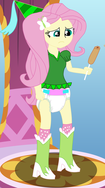 Size: 1479x2633 | Tagged: suggestive, artist:mrdoctorderpy, artist:wolf, derpibooru import, fluttershy, equestria girls, corn, corndog, diaper, diaper fetish, diapershy, digital art, fairy princess outfit, fetish, food, funny, meat, money talks, parody, sausage, spongebob squarepants