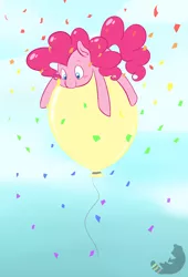 Size: 2122x3128 | Tagged: artist:drutheredpanda, balloon, derpibooru import, female, floating, mare, pinkie pie, safe, solo, then watch her balloons lift her up to the sky