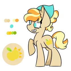 Size: 5511x5511 | Tagged: safe, artist:rainelathepegasus00, derpibooru import, oc, oc:melania, unofficial characters only, earth pony, pony, absurd resolution, description is relevant, female, freckles, magical lesbian spawn, mare, next generation, offspring, parent:applejack, parent:coloratura, parents:rarajack, reference sheet, simple background, smiling, solo, white background