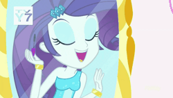 Size: 1280x720 | Tagged: safe, derpibooru import, screencap, rarity, eqg summertime shorts, equestria girls, make up shake up, animated, cute, fall formal outfits, gif, kissy face, laughing, mirror, one eye closed, raribetes, solo, tv rating, tv-y7, wink