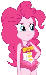 Size: 1847x3022 | Tagged: safe, artist:sketchmcreations, derpibooru import, pinkie pie, equestria girls, equestria girls series, friendship math, clothes, geode of sugar bombs, hand on hip, magical geodes, simple background, smiling, solo, swimsuit, transparent background, vector