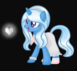 Size: 2100x1944 | Tagged: safe, artist:artzy-jamie7302, derpibooru import, trixie, pony, unicorn, alternate hairstyle, black background, clothes, crossover, female, mare, simple background, solo, undertale