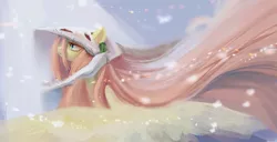 Size: 1075x550 | Tagged: safe, artist:goldenrainynight, derpibooru import, fluttershy, pegasus, pony, female, helmet, mare, skull helmet, solo