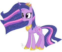 Size: 1390x1168 | Tagged: safe, artist:crystalharmony99, artist:ilaria122, derpibooru import, part of a set, twilight sparkle, twilight sparkle (alicorn), alicorn, pony, crown, ethereal mane, female, future, mare, older, older twilight, regalia, simple background, starry mane, transparent background, ultimate twilight