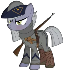 Size: 2710x3000 | Tagged: safe, artist:brony-works, derpibooru import, limestone pie, pony, blushing, bolt-action rifle, boots, clothes, dirty, frown, gewehr 98, gun, high res, holster, military uniform, mud, pants, rifle, scarf, shoes, simple background, solo, swedish, transparent background, tricorne, uniform, vector, weapon, world war i
