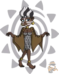 Size: 1024x1280 | Tagged: african, anklet, artist:theoctoberscarf, barefoot, cape, clothes, commission, cutie mark, dark skin, derpibooru import, dress, face paint, feet, human, humanized, jewelry, safe, simple background, transparent background, tube dress, zecora, zoom layer