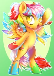 Size: 600x843 | Tagged: safe, artist:cabbage-arts, derpibooru import, oc, oc:paletta, oc:paletta acrylia, unofficial characters only, pegasus, pony, abstract background, female, mare, solo