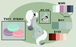 Size: 1808x1128 | Tagged: safe, artist:ipandacakes, derpibooru import, oc, oc:taffy strings, earth pony, pony, female, magical lesbian spawn, mare, offspring, parent:bon bon, parent:lyra heartstrings, parents:lyrabon, reference sheet, solo