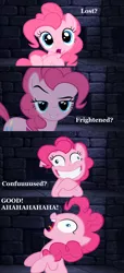 Size: 1980x4336 | Tagged: artist:jadedapegasus, blue eyes, crazy eyes, crazy face, crossover, derpibooru import, faic, female, i.m. meen, insanity, laughing, laughing mad, mare, parody, pinkamena diane pie, pinkie pie, safe, text, wat