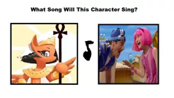 Size: 1024x579 | Tagged: ankh, bipedal, crossover, derpibooru import, edit, editor:mega-poneo, hoof hold, lazytown, meme, safe, singing, somnambula, song, sportacus, staff, stephanie