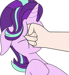Size: 926x1000 | Tagged: safe, anonymous artist, derpibooru import, edit, starlight glimmer, pony, unicorn, abuse, downvote bait, drama, fist, floppy ears, glimmerbuse, hand, punch, punched, simple background, starlight drama, transparent background