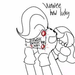 Size: 1440x1440 | Tagged: safe, artist:tjpones, derpibooru import, oc, oc:brownie bun, earth pony, pony, horse wife, bend over, black and white, clothes, dialogue, female, grayscale, mare, monochrome, over 9000, pantaloods, pantaloons, pants, simple background, solo, white background