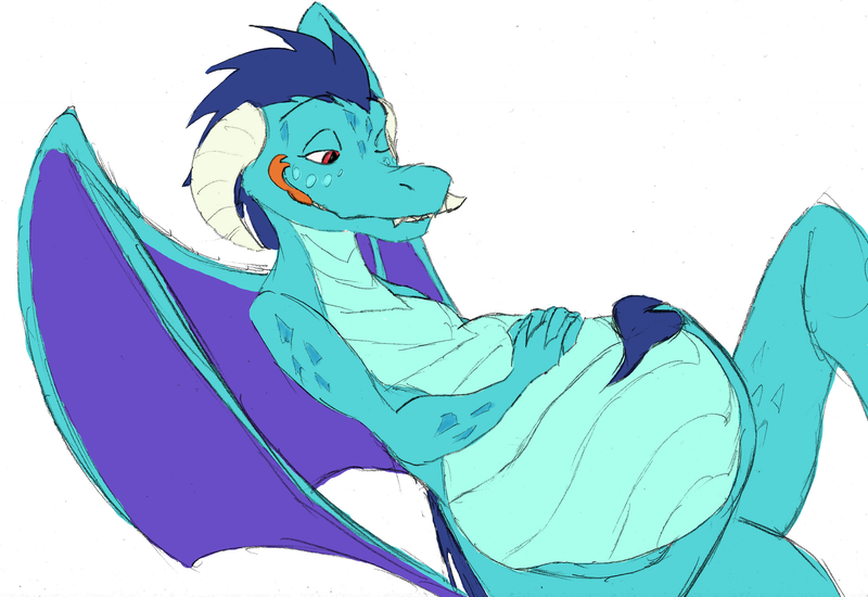 Size: 2962x2036 | Tagged: questionable, artist:wesleyfoxx, derpibooru import, princess ember, dragon, belly, claws, dragon wings, dragoness, dragonlard ember, empred, fangs, female, fetish, horns, licking, licking lips, post-vore, simple background, soft vore, solo, solo female, tongue out, vore, white background, wings