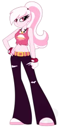 Size: 542x1140 | Tagged: safe, artist:faith-wolff, derpibooru import, oc, oc:eventide hymn, unofficial characters only, fanfic:the bridge, equestria girls, belly button, clothes, crossover, disguise, eqg promo pose set, fanfic art, female, midriff, pouting, simple background, solo, torn clothes, transparent background, vector