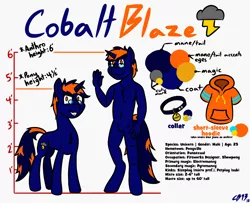 Size: 2150x1750 | Tagged: safe, artist:cobaltblaze93, artist:fenixthefox93, derpibooru import, oc, oc:cobalt blaze, unofficial characters only, anthro, unguligrade anthro, unicorn, accessories, anthro oc, cutie mark, featureless crotch, reference sheet