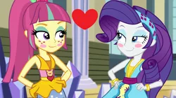 Size: 1912x1072 | Tagged: safe, derpibooru import, edit, edited screencap, screencap, rarity, sour sweet, dance magic, equestria girls, spoiler:eqg specials, female, lesbian, shipping, sourity