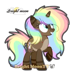 Size: 2236x2292 | Tagged: safe, artist:sleppchocolatemlp, derpibooru import, oc, oc:cocoa swirl, pony, unicorn, female, high res, mare, paw prints, rainbow hair, raised hoof, simple background, solo, transparent background