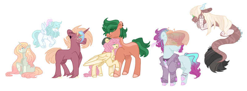 Size: 1453x535 | Tagged: safe, artist:jaysey, derpibooru import, fluttershy, timber spruce, oc, oc:evergreen, oc:frosty curls, oc:light spring, oc:mic drop, oc:yume, draconequus, earth pony, hybrid, pegasus, pony, unicorn, adopted offspring, blank flank, clothes, colored hooves, colt, draconequus oc, ear piercing, earring, family, female, filly, freckles, interspecies offspring, jacket, jewelry, male, missing cutie mark, offspring, parent:big macintosh, parent:coloratura, parent:discord, parent:flitter, parent:fluttershy, parent:limelight, parent:lyra heartstrings, parent:sunburst, parent:timber spruce, parent:vinyl scratch, parent:zecora, parents:flitterbulk, parents:limetura, parents:lyraburst, parents:timbershy, parents:vinylmac, parents:zecord, piercing, ribbon, shipping, simple background, socks (coat marking), straight, timbershy, transparent background, unshorn fetlocks, veil