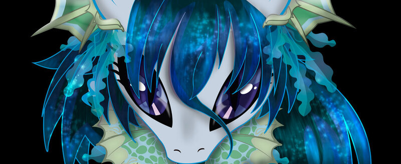 Size: 1024x419 | Tagged: safe, artist:zahpkiel, derpibooru import, oc, oc:mercury rain, unofficial characters only, kelpie, merpony, pony, black background, close-up, colored pupils, digital art, female, looking at you, mare, simple background, solo