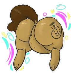 Size: 4000x4000 | Tagged: suggestive, artist:pieburgerhorse, artist:somefrigginnerd, derpibooru import, edit, oc, oc:gadget flare, unofficial characters only, pony, abstract background, absurd resolution, butt, butt only, colored, dock, fat, featureless crotch, female, freckles, large butt, obese, plot, raised tail, rear view, simple background, solo, solo female, tail, transparent, transparent background, underhoof