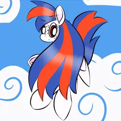 Size: 1000x1000 | Tagged: safe, artist:souldew, derpibooru import, oc, oc:ocean bird, unofficial characters only, pegasus, pony, tumblr:ask ocean bird, cloud, freckles, long hair