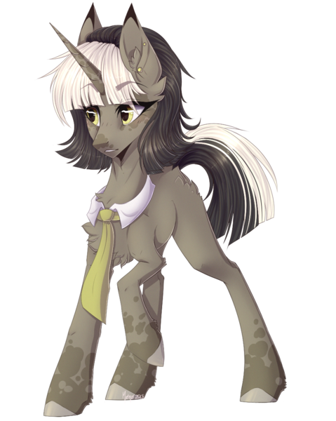 Size: 910x1139 | Tagged: safe, artist:monogy, derpibooru import, oc, oc:aria, pony, unicorn, female, mare, necktie, simple background, solo, transparent background